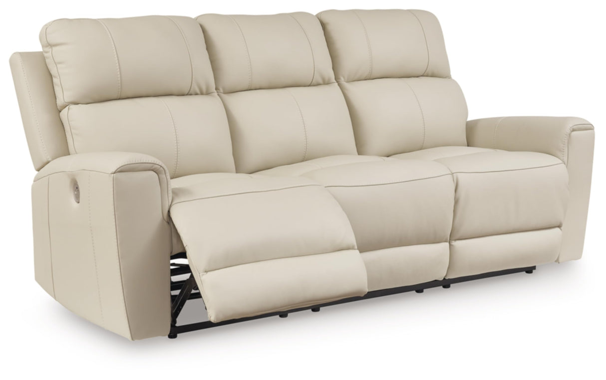 Signature Design by Ashley Dahlmoore Modern Leather Match Power Reclining Sofa with USB Ports, Beige Signature Design by Ashley