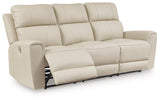 Signature Design by Ashley Dahlmoore Modern Leather Match Power Reclining Sofa with USB Ports, Beige Signature Design by Ashley