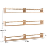 birola Nursery Book Shelves for Kids Rooms - 32 Inches Floating Wall Bookshelves Set of 3, Space-Saving Nursery Shelves with Beads Design for Kids Room, Bedroom and Study Room(Natural) birola