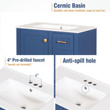 30" Bathroom Vanity with Sink, 30 Inch Bathroom Vanity with Top, 3 Drawers and 1 Soft Closing Door, Modern Bathroom Vanity with Sink 30 Inch for Bathroom (Blue) Mirightone
