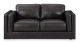 Signature Design by Ashley Amiata Modern Leather Match Loveseat with Non-skid Legs, Black Signature Design by Ashley