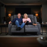 AIWOEN Recliner Loveseat Sofa with Cup Holders, 2-Seater Fabric Reclining Couch, Manual Recliner Wall Hugger for Living Room, Small Spaces, Home Theater (Dark Gray) AIWOEN