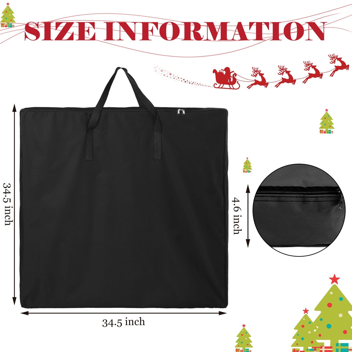 Oudain Pop Up Christmas Tree Storage Bag Large Tree Storage Container Oxford Polyester Christmas Tree Bag with Handles and Zippers for Pop Up Christmas Tree Decorations (Black,34 x 34 x 4.7 Inch)