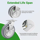 Nefish 8 Inch Heavy Duty Casters Wheels, Industrial Grade Thermoplastic Rubber Casters with Brake 6000 LBS, Ball Bearing Plate Swivel Castors Set of 4, Casters Wheels for Hand Truck, Industrial Nefish