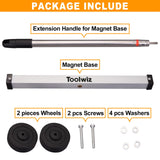 Toolwiz Magnetic Pick Up Sweeper 17-inch Heavy Duty Magnet Pickup Lawn Sweeper Roofing Tools, 8.8 Lbs Yard Tools with Telescoping Holder and Wheels to Clean Nails Adjustable Handle for Construction Toolwiz