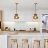 WBinDX Woven Rattan Pendant Light Fixture, 7'' Mini Boho Pendant Lights Kitchen Island 2 Pack Farmhouse Natural Hanging Pendant Lighting with Handwoven Basket Shade for Bedroom Foyer Bar Hallway WBinDX