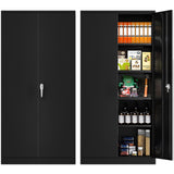 Superday 72" Lockable Steel Storage Cabinet, Locking Metal Storage Cabinets, Tall Black Cabinet with 2 Doors and 4 Adjustable Shelves for Garage, Home Office, Classroom, Pantry, File, Easy Assemble Superday