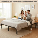 Queen Size Bed Frame - Metal Platform Bed Frames Mattress Foundation with Steel Slat Support, No Box Spring Needed, Storage Space Under Base, Easy Assembly, Black DUMOS