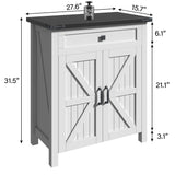 kepptory 20 Gallon Fish Tank Stand with Power Outlets, Farmhouse Decorative Aquarium Stand Furniture with Adjustable Shelves, 10-20 Gallon Reptile Turtle Tank Stand with Cabinet Storage (White, 20GL) kepptory