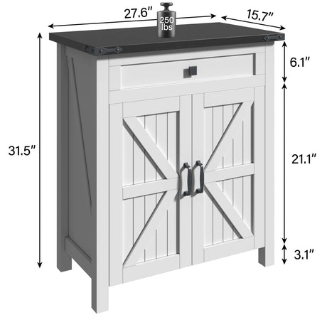 kepptory 20 Gallon Fish Tank Stand with Power Outlets, Farmhouse Decorative Aquarium Stand Furniture with Adjustable Shelves, 10-20 Gallon Reptile Turtle Tank Stand with Cabinet Storage (White, 20GL) kepptory