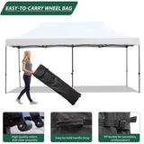 EROMMY 10' x 20' Pop Up Canopy Tent, Commercial Instant Canopy with Roller Bag, 6 Sand Bags, Outdoor Canopies for Festival, Event, White EROMMY