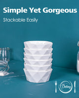 Ramekins 8 oz, Delling Creme Brulee Ramekins, Porcelain Ramekins Oven Safe, Geometric Style Ramekins for Baking Souffle, Ice Cream, Snack, Charcuterie Bowls, Set of 6, White DELLING
