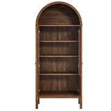 Modway Tessa Arched 71" Tall Storage Display Cabinet in Walnut Wood Grain Modway