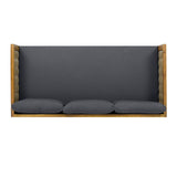 Merax 67.5" Outdoor Patio Daybed 3 Seater Sofa Bed,Acacia Wood Frame with Rattan Arm,Cushion & Pillow for Garden Merax