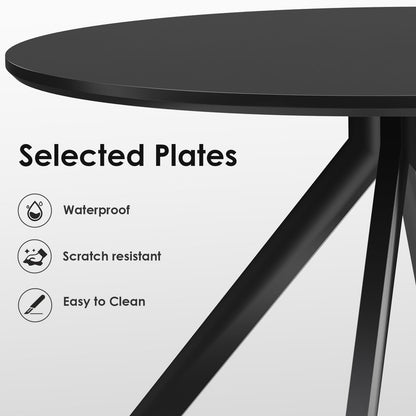 Farini Black Dining Table for 4-6 Person,47" Round Wooden Dining Tabletop and Metal Frame for Home Kitchen Dining Desk (47 inch,120cm) - WoodArtSupply