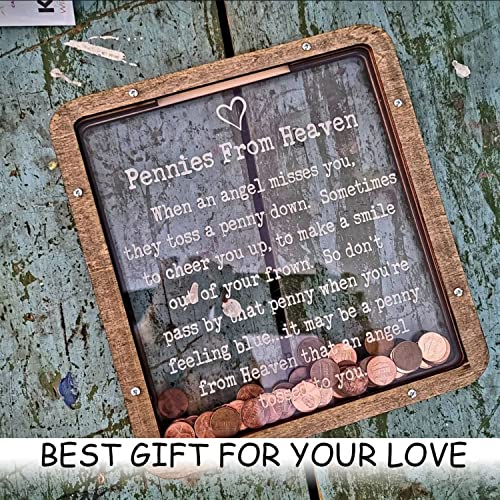 Pennies from Heaven Bank Wooden Piggy Bank Penny Bank Coin Boxes Paradise Personalized Wooden Transparent Acrylic Piggy Bank for Kids Family Friends Home Decor WoodArtSupply