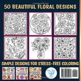 Flowers Coloring Book for Adults: Bold and Easy Floral Designs for Relaxation Majosta