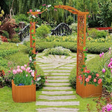 Giantex Garden Arbor with Planter, Wooden Planter Arch with Trellis, Outdoor Arch for Climbing Plants, Vegetables, Herbs, Decorations, Arbor Archway for Wedding, Ceremony, Party (Natural) Giantex