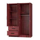 4 Doors Wardrobe 2 Drawers with Shelves 48 inch Wide and 72 high (Mahogany) Woodpeckers Furniture And Mattress