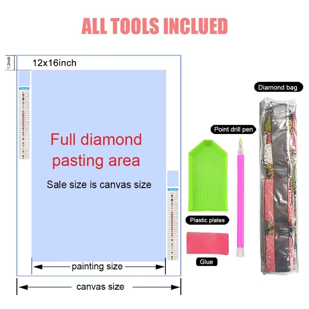 The Girl With Sunglasses Diamond Painting Kits for Adults DIY Vacation Style 5D Full Drill Round Crystal Rhinestone Embroidery Arts Craft Easy Paint on Canvas for Home Wall Decor Gift 12x16 inch Tucocoo