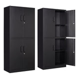 STANI Metal Storage Cabinet, Locking Steel Storage Cabinet with 4 Doors and 2 Adjustable Shelves, 71" Steel Lockable File Cabinet, Tall Steel Cabinet STANI