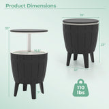 CHEFJOY 10 Gallon Cooler Table, Cool Bar Table with Height Adjustable Tabletop & Drainage Plug, 3-in-1 Cocktail Drinks & Wine, Outdoor Cooler Side Table for Backyard, Party, Poolside (Black) CHEFJOY