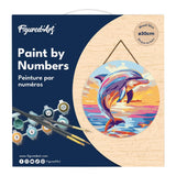 Figured'Art Paint by Numbers Kit for Adults on Wood Slice, 11.8in Diameter - Dolphin - Craft Art Painting DIY Canvas Figured'Art