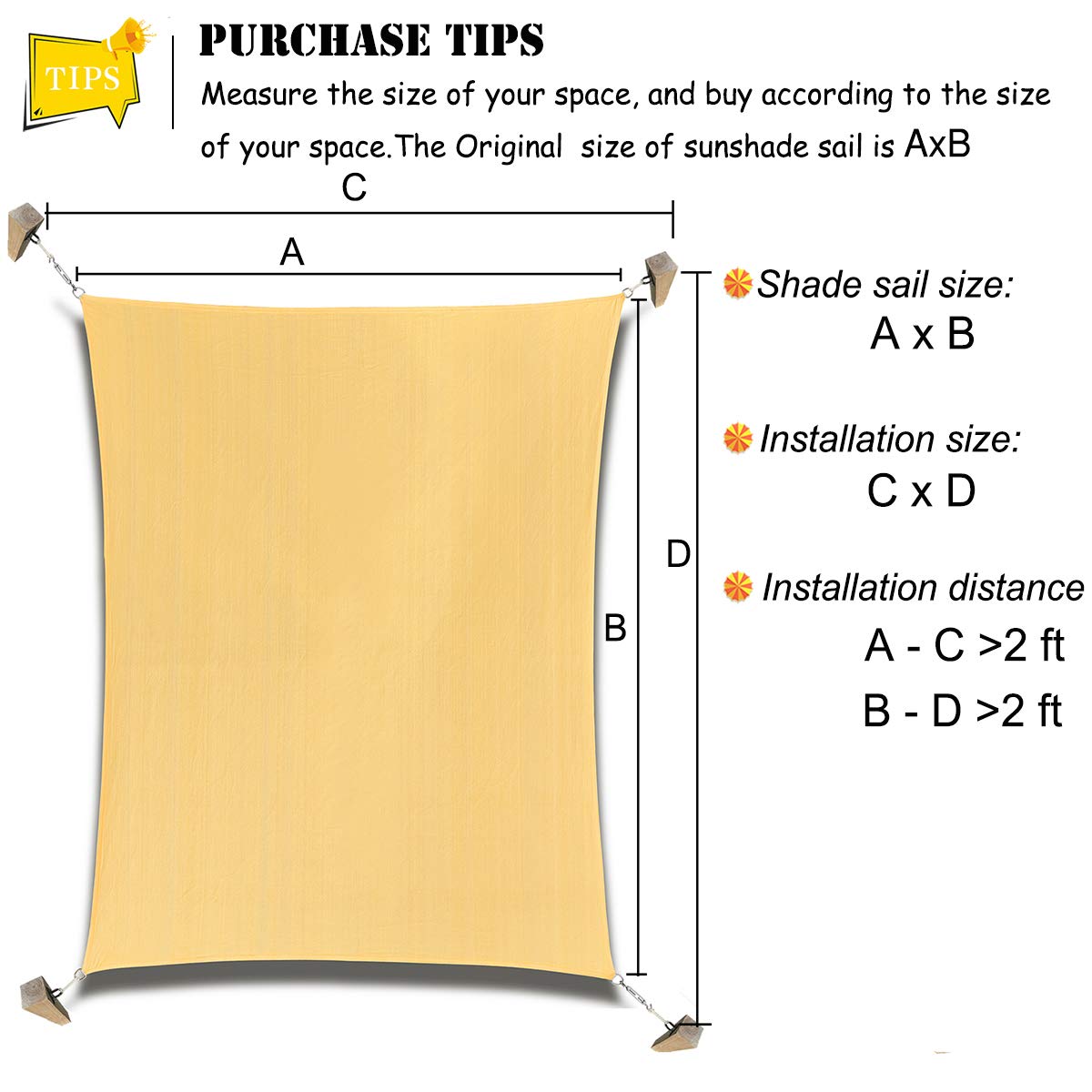 Patio Sun Shade Sail Canopy, 16' x 20' Rectangle Shade Cloth UV Block Sunshade Fabric - Outdoor Cover Awning Shelter for Pergola Backyard Garden Yard (Sand Color) DIIG