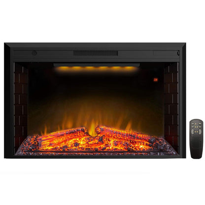 Valuxhome 43 Inches Electric Fireplace Heater Insert with Overheating Protection, Fire Crackling Sound, Remote Control, Thermostat, 750/1500W, Black