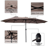 15x9 Ft Double Sided Outdoor Umbrella, Market Table Umbrella w/Crank, Patio Umbrella Extra Big for Beach/Poolside/Backyard/Campsite, Tan outdoor basic