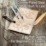 Realeather Leather Stamps Tool Set for Leather Crafting, 10 Stamping Tools, Sheridan Style Stamp Set I Realeather