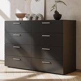 GODECOR 8 Drawer Dresser for Bedroom, Black Chest of Drawers, Wooden Bedroom TV Stand, Large Dresser Storage Chest with Deep Drawers, Living Room Furniture, 55.1" GODECOR