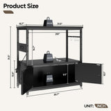 Bestier 20-29 Gallon Fish Tank Stand with Power Outlets, Metal Long Aquarium Stand with Storage Cabinet, 31x15 Reptile Terrarium Stand with Horizontal Gold Line, Stainless Hooks, 350 Lbs(Black) Bestier