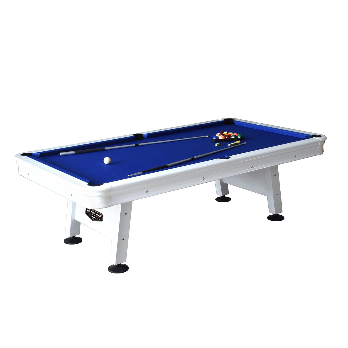 Hathaway Alpine 8-ft Outdoor Pool Table with Aluminum Frame and Waterproof, UV-Resistant Felt - Includes Accessories, White Hathaway