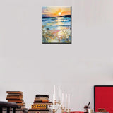 Sunset Beach Sea Landscape Paint by Numbers Kits 16x20 inch Canvas DIY Oil Painting for Kids, Students, Adults Beginner with Brushes Acrylic Pigment Graffiti Abstract Beach Photo Gift(without Frame) Tucocoo