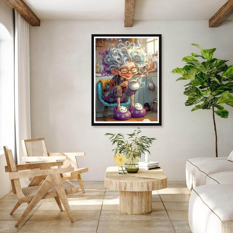 Bimkole 5D Diamond Art Kits for Adults Cartoon, Full Drill DIY Rhinestone Embroidery Set Paint with Diamonds Art Grandma by Number Kits Cross Stitch Home Wall Craft Decor 12x16 Inch Bimkole