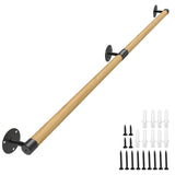 5FT Round Wooden Handrail for Indoor Staircase Handrail,Wall Mount Support Stair Railings, Non-Slip Safety Corridor,Lofts,Patio,Guardrail Wood Hand Railings for Elderly,Children,Disable People KWDOBUUS