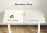 Claiks Glass Standing Desk, Electric Standing Desk Adjustable Height, 48 Inch Adjustable Stand Up Desk, Quick Install Home Office Computer Desk, Supter White Claiks