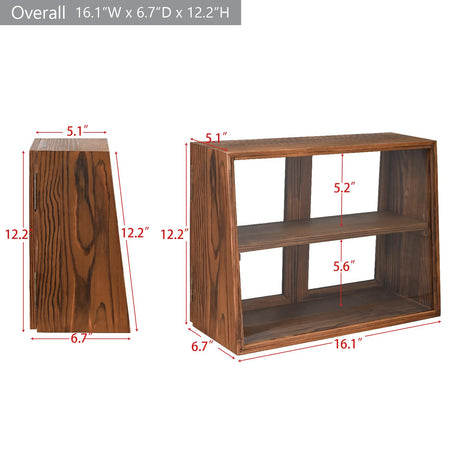 MOOCA Tempered-Glass Wood Display Case with Double Doors, Adjustable 2-Level Collection Display Case for Mini Funko Pop Figures, Bakery Pastry Container, Jewelry Organizer Storage, Brown Color MOOCA