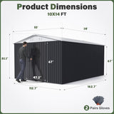 Polar Aurora 10x14 Outdoor Storage Shed, Garden Shed with Updated Frame Structure and Lockable Doors, Metal Tool Sheds for Backyard Garden Patio Lawn, White Polar Aurora