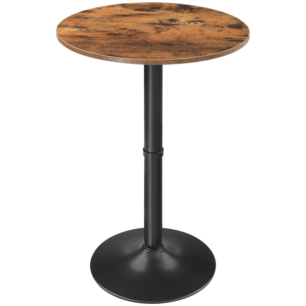 HOOBRO Round Bar Table, 35" Tall Pub Table, Cocktail Table with Base, Stable Counter Table with Non-Slip Base for Narrow Space, Bar Height Table for Kitchen, Easy to Assemble, Rustic Brown BF57BT01 HOOBRO