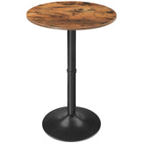 HOOBRO Round Bar Table, 35" Tall Pub Table, Cocktail Table with Base, Stable Counter Table with Non-Slip Base for Narrow Space, Bar Height Table for Kitchen, Easy to Assemble, Rustic Brown BF57BT01 HOOBRO