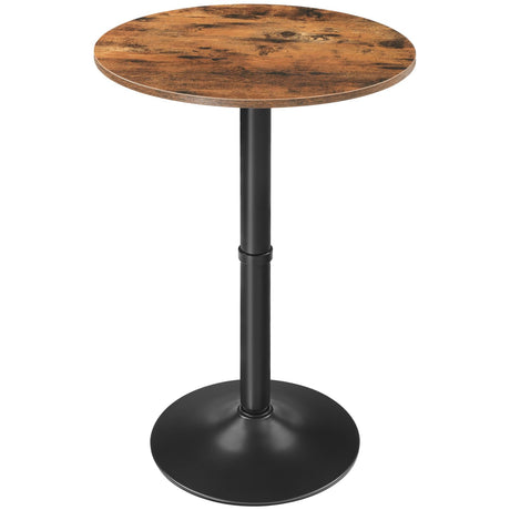 HOOBRO Round Bar Table, 35" Tall Pub Table, Cocktail Table with Base, Stable Counter Table with Non-Slip Base for Narrow Space, Bar Height Table for Kitchen, Easy to Assemble, Rustic Brown BF57BT01 HOOBRO