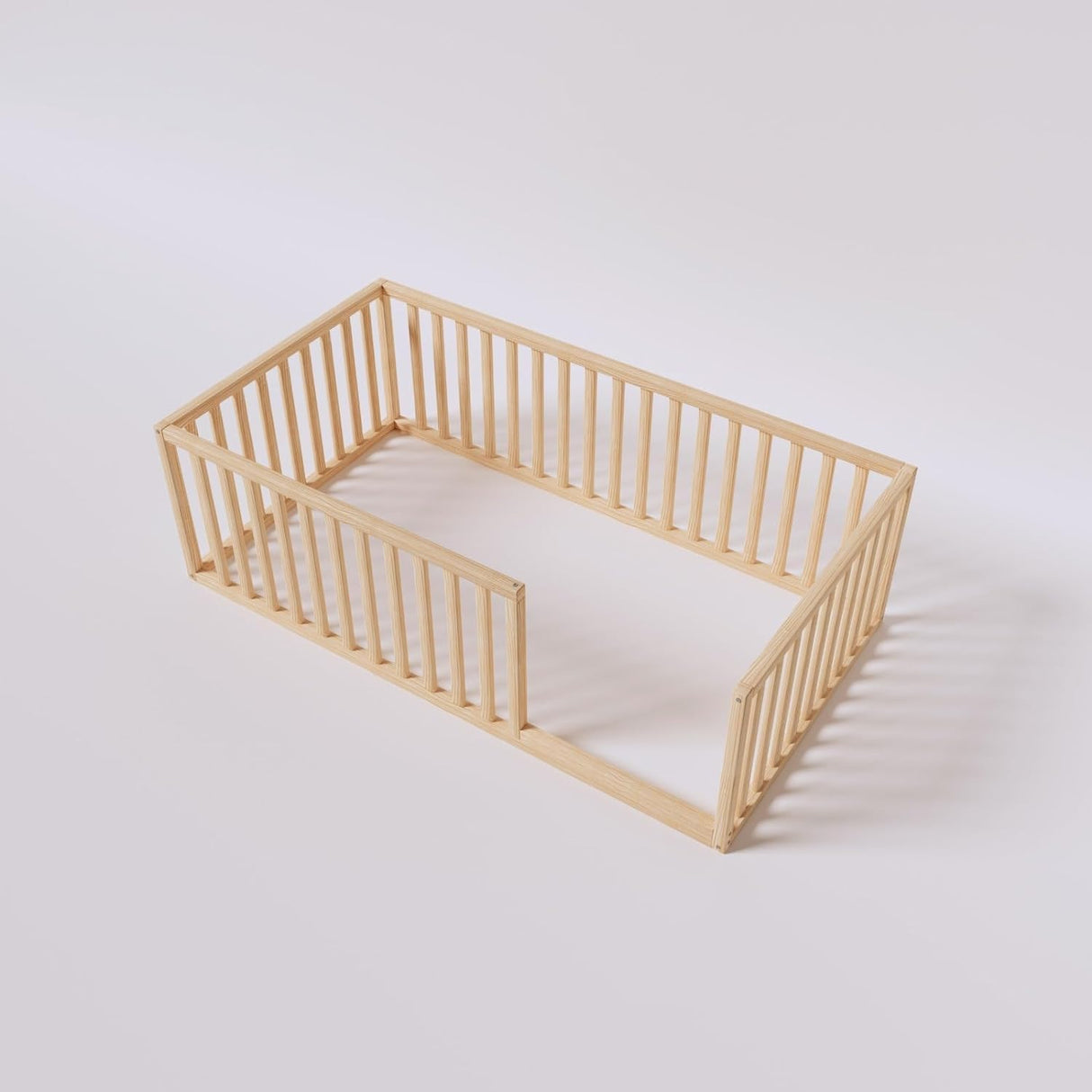 Montessori Floor Bed for Kids 52x27,5'' | Toodlers Floor Bed with Safety Guardrails | Pine Wood Baby Bed | Sturdy Wood Frame Bed for Girls and Boys (Crib, Height : 17 Inches) wood and montessori