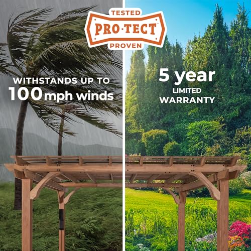 Backyard Discovery Beaumont 14x12 ft All Cedar Wood Pergola, Durable, Quality Supported Structure, Snow and Wind Supported, Rot Resistant, Backyard, Deck, Garden, Patio, Outdoor Entertaining Backyard Discovery