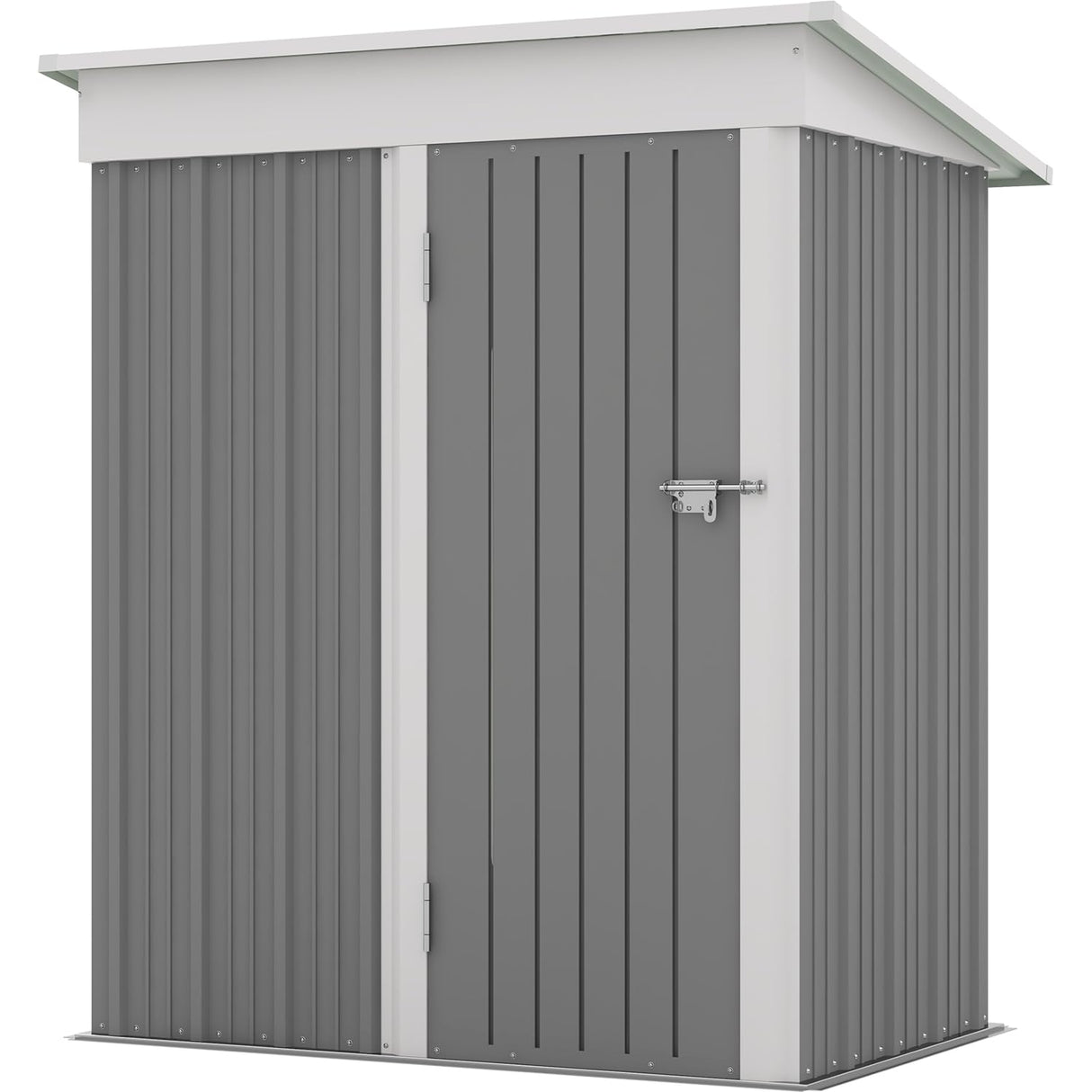 Patiowell 5x3 FT Outdoor Storage Shed, Garden Tool Shed with Sloping Roof and Lockable Door, Metal Shed for Backyard Garden Patio Lawn, Gray Patiowell