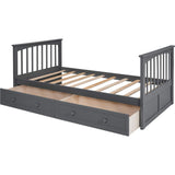 Harper & Bright Convertible Wood Twin-Over-Twin Bunk Bed with Storage Drawers and Ladder - Can Be Divided Into Two Daybeds (Grey) Harper & Bright Designs