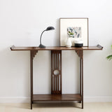 LEYSRIS 2-Tier Console Table Entryway Table with Storage, Espresso Bamboo Narrow Sofa Table for Entryway, Living Room, Hallway LEYSRIS