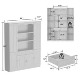 Elegant White Tall Bookcase with Glass Doors & 14 Compartments for Stylish Storage Homsee