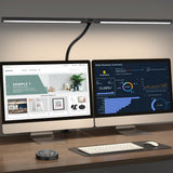 Led Desk Lamp for Office Home - Eye Caring Architect lamp with Clamp,Dual Screen Computer Monitor Gooseneck Smart Light: 24W 5 Color Flexible Adjustable Lighting Table Lamp for Study Drafting Pzloz